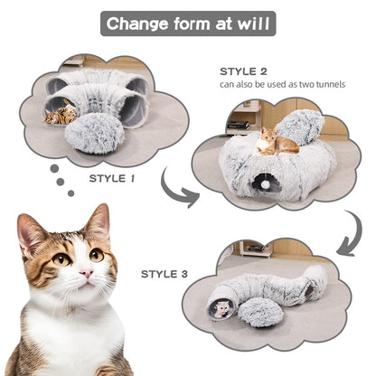 Plush Foldable Cat Tunnel Bed