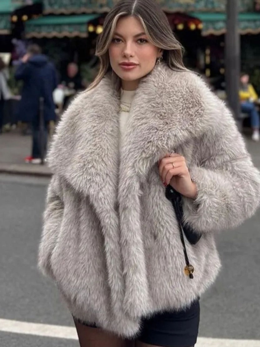 Winter Plush Warm Fluffy Lapel Coat