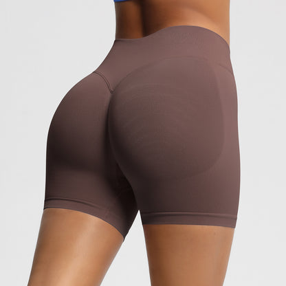 Seamless Three-section Waist Fitness Shorts Women's High Top Sports Yoga Shorts