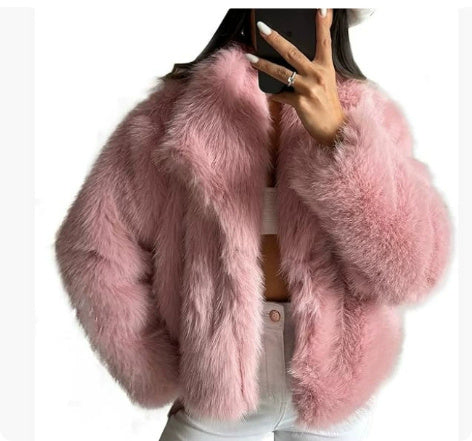 Winter Plush Warm Fluffy Lapel Coat