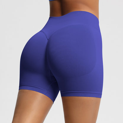 Seamless Three-section Waist Fitness Shorts Women's High Top Sports Yoga Shorts