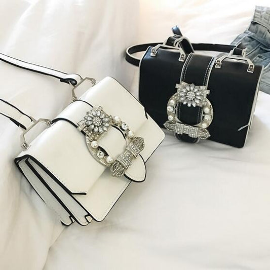 Fashion Diamond Lock PU Leather Shoulder Bag