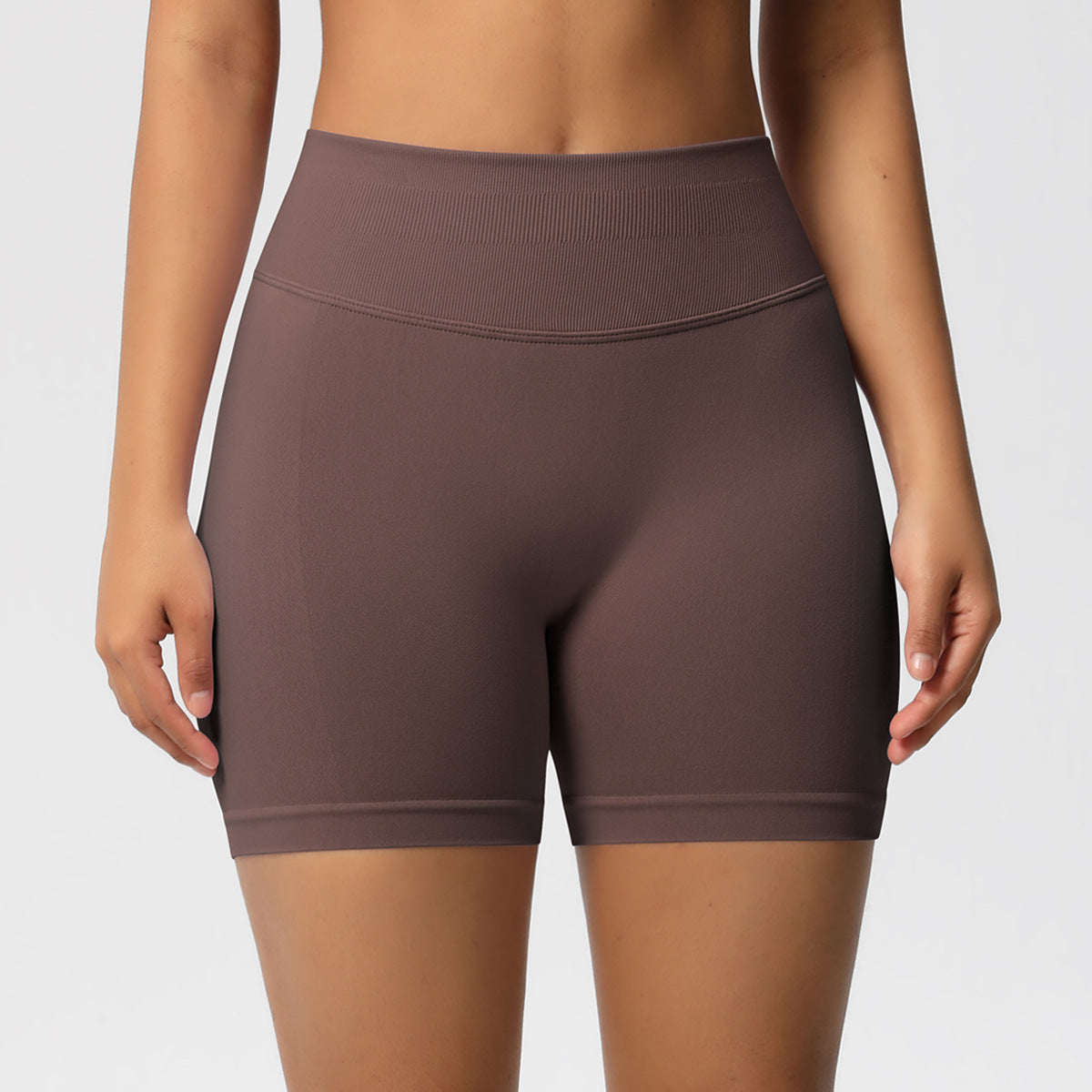Seamless Three-section Waist Fitness Shorts Women's High Top Sports Yoga Shorts