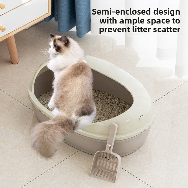 Semi-Enclosed Cat Litter Box for Multiple Cats
