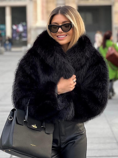 Winter Plush Warm Fluffy Lapel Coat