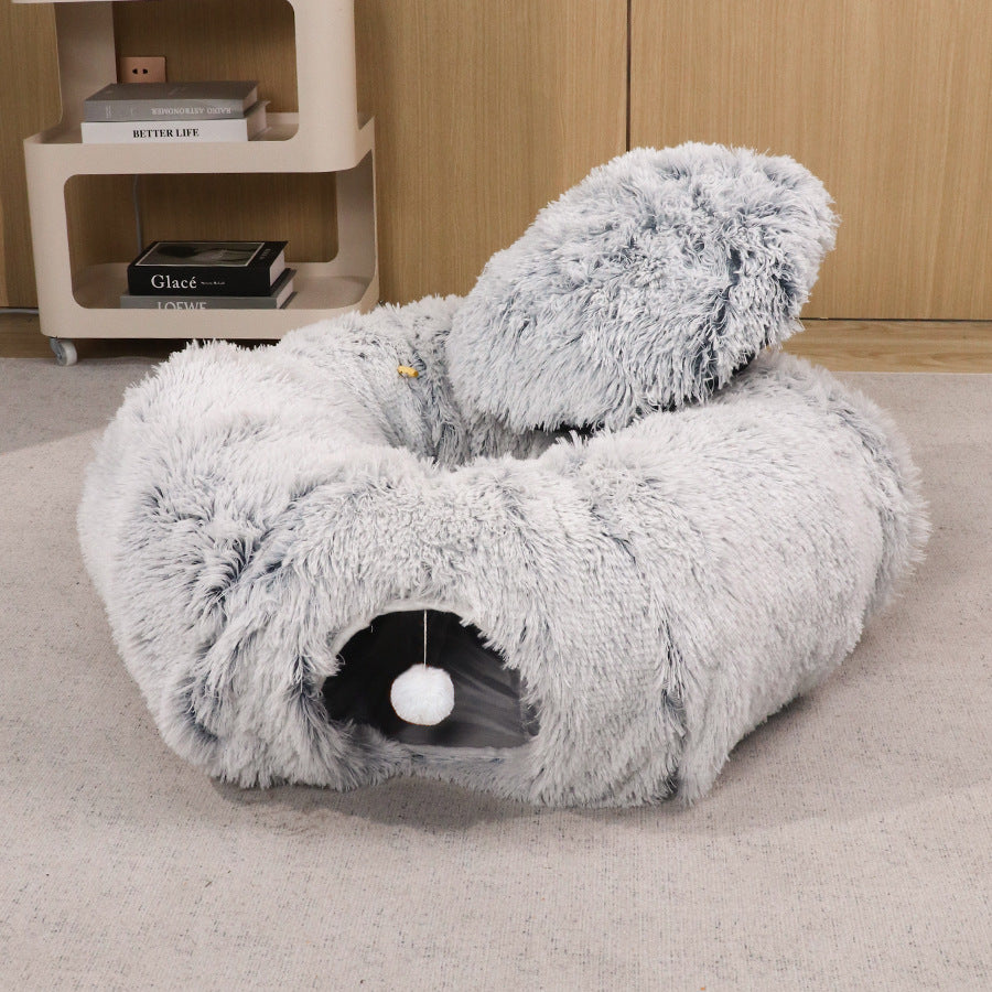 Plush Foldable Cat Tunnel Bed