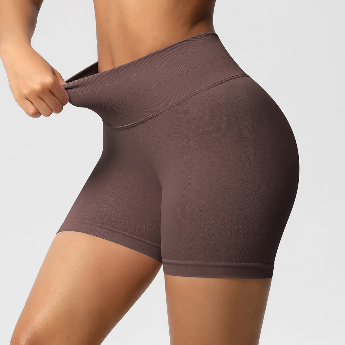 Seamless Three-section Waist Fitness Shorts Women's High Top Sports Yoga Shorts