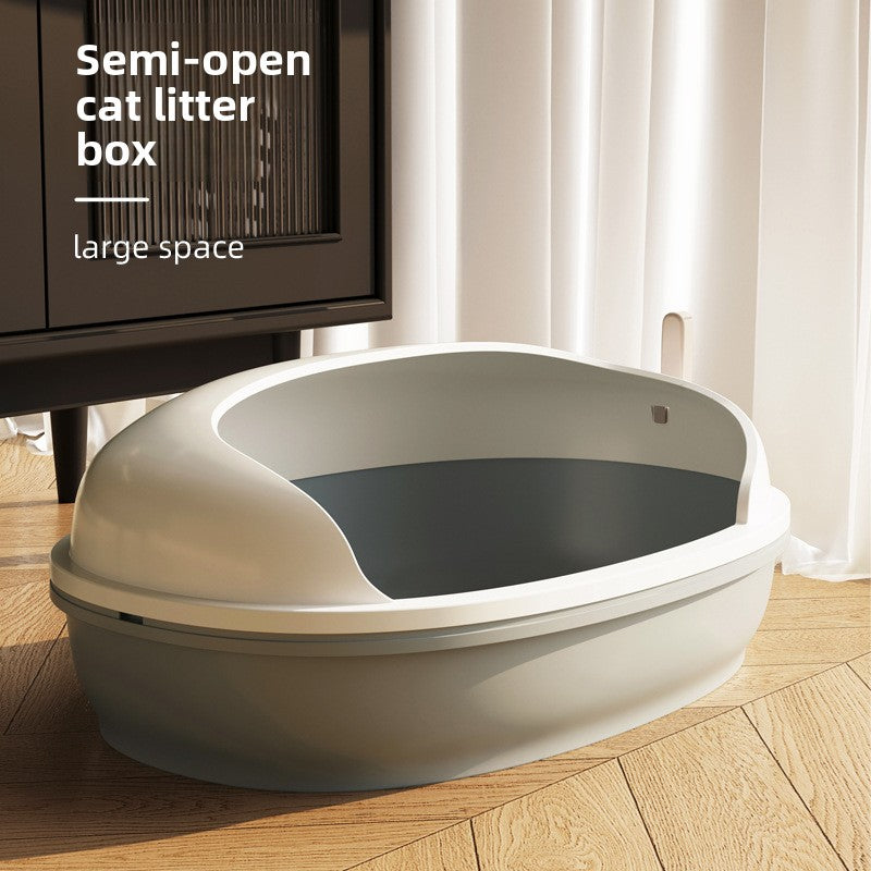Semi-Enclosed Cat Litter Box for Multiple Cats