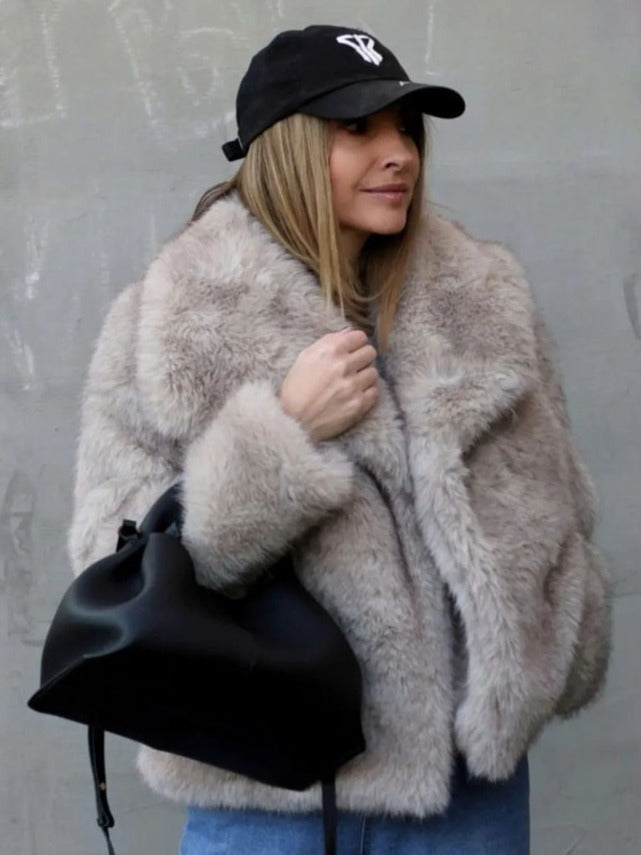 Winter Plush Warm Fluffy Lapel Coat