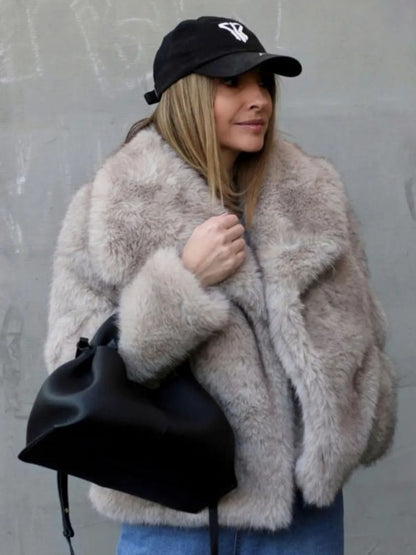 Winter Plush Warm Fluffy Lapel Coat