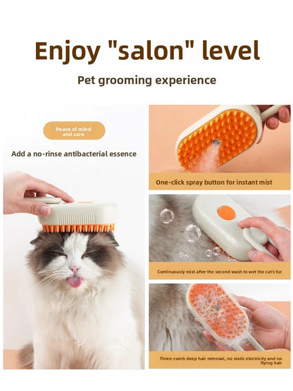 Steam Spray Pet Grooming Comb with Massage & Hair Removal