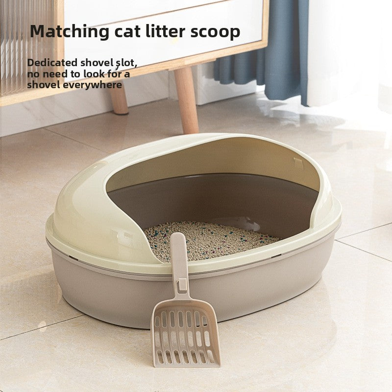 Semi-Enclosed Cat Litter Box for Multiple Cats