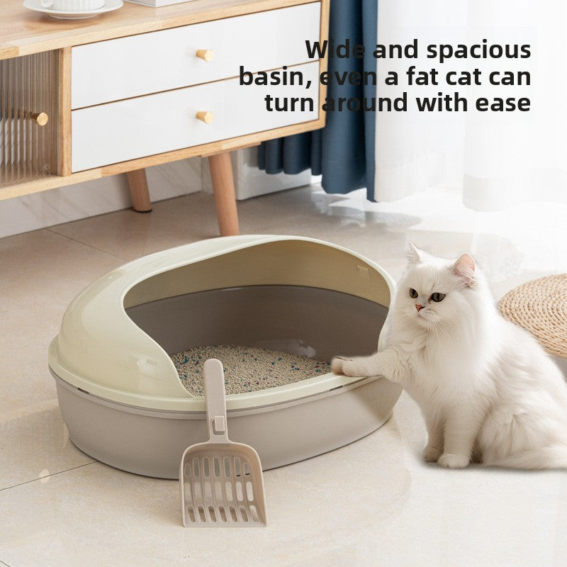 Semi-Enclosed Cat Litter Box for Multiple Cats