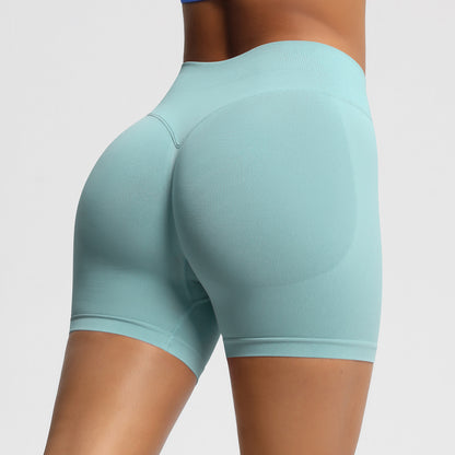 Seamless Three-section Waist Fitness Shorts Women's High Top Sports Yoga Shorts