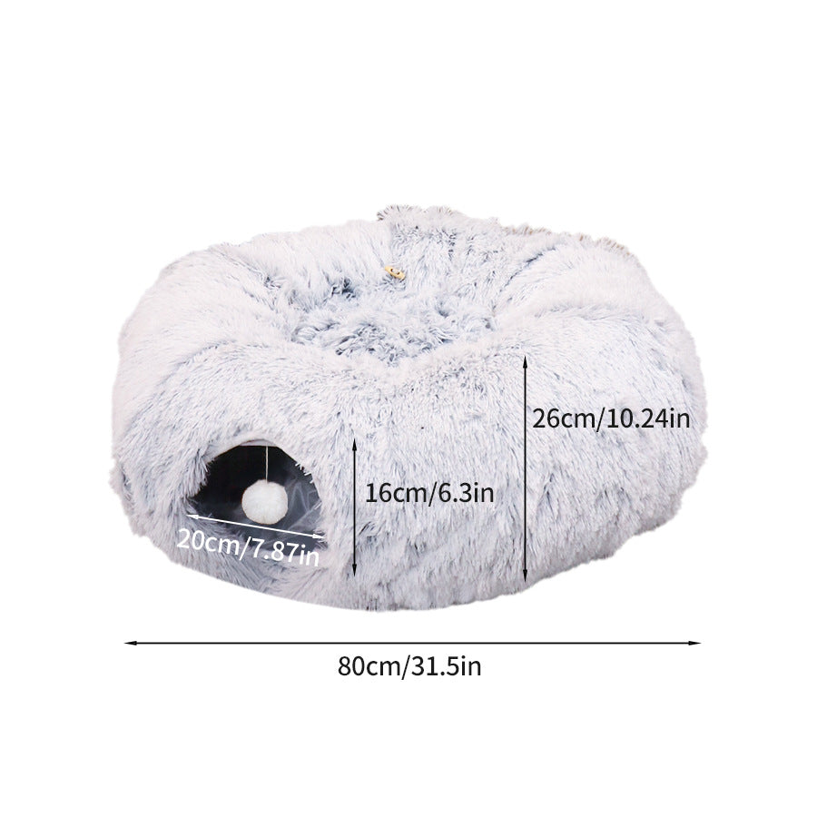 Plush Foldable Cat Tunnel Bed