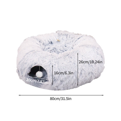 Plush Foldable Cat Tunnel Bed