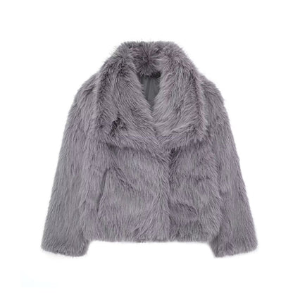 Winter Plush Warm Fluffy Lapel Coat