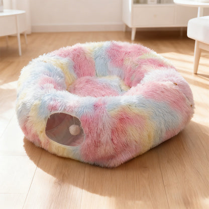 Plush Foldable Cat Tunnel Bed
