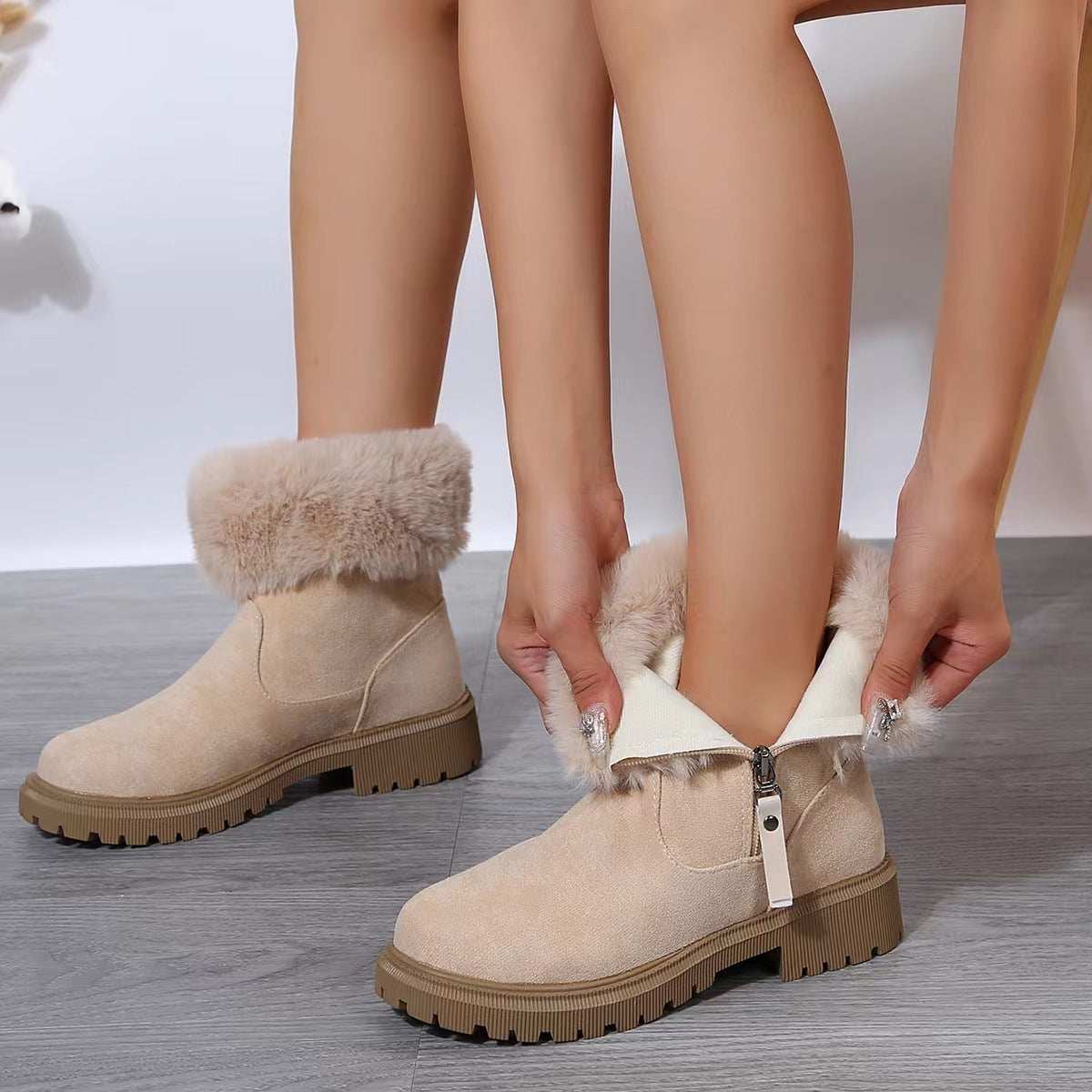 Women’s Plush Winter Side-Zip Snow Boots