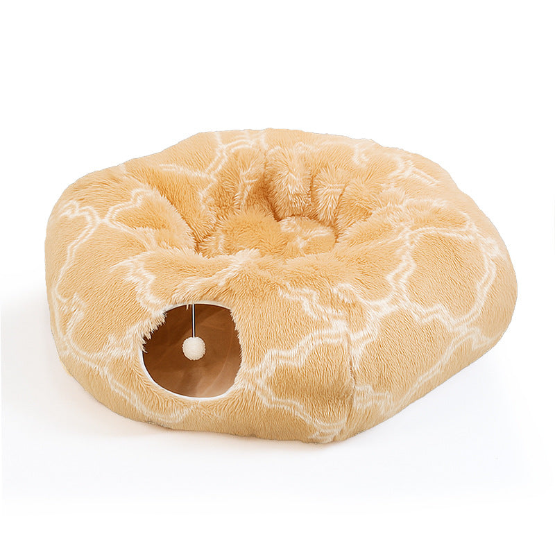Plush Foldable Cat Tunnel Bed
