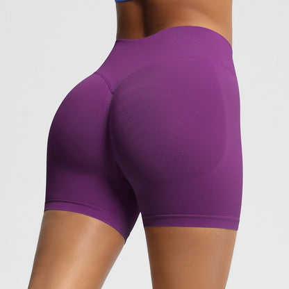 Seamless Three-section Waist Fitness Shorts Women's High Top Sports Yoga Shorts