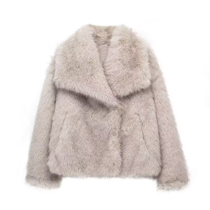 Winter Plush Warm Fluffy Lapel Coat