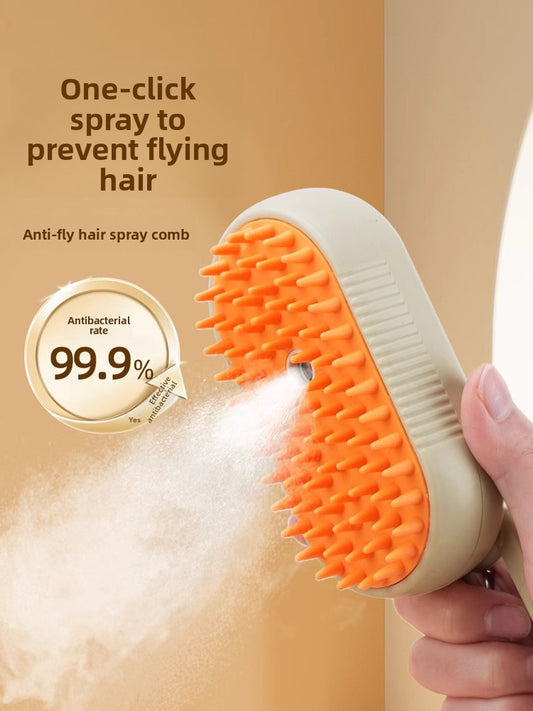 Steam Spray Pet Grooming Comb with Massage & Hair Removal